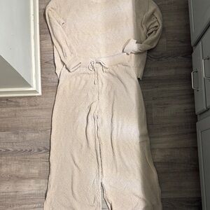 Cozy Cream Knit Sweater and wide leg pants set
